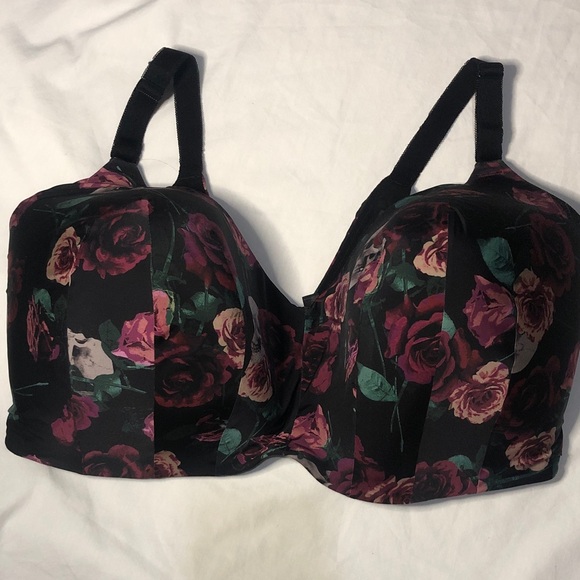 Torrid Black and Pink Floral w / Skull Dream Lightly lined Bra 42 H - Picture 1 of 7